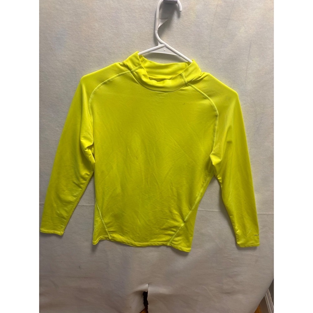 Layer 8 Performance Shirt Mens S Neon Yellow Qwick-Dry Mock Neck LS